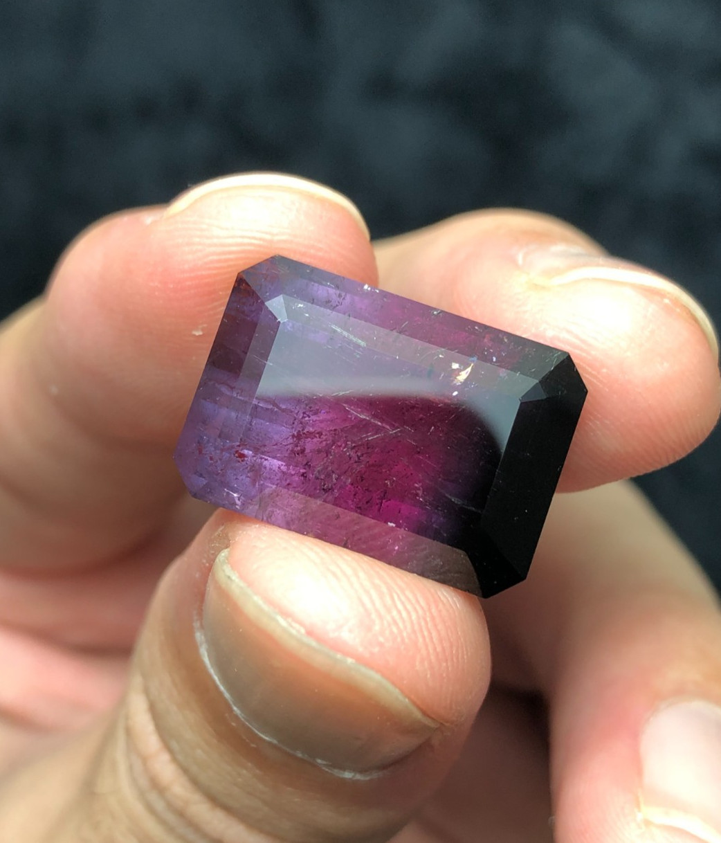 Emerald Cut Tri Color Naatural Tourmaline Loose Stone – 23 Carats