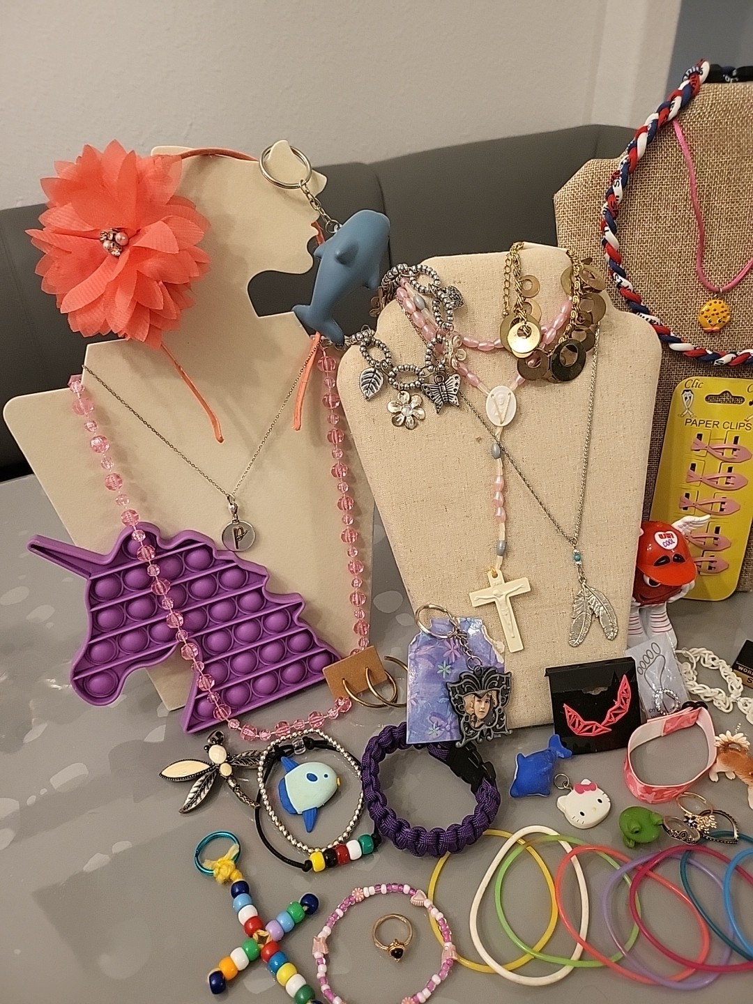 Costume Jewelry Lot 90 Pc + Girls Dress Up Box Collectibles, Hair Pcs And MoreG3