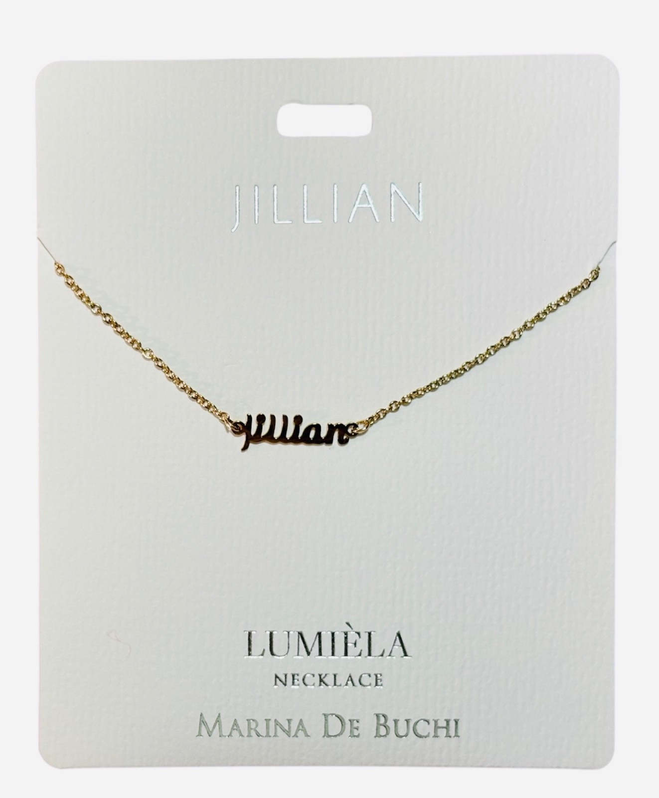 Lumiela Personalized Custom Nameplate Name Necklace in Gold Tone for Women A-V