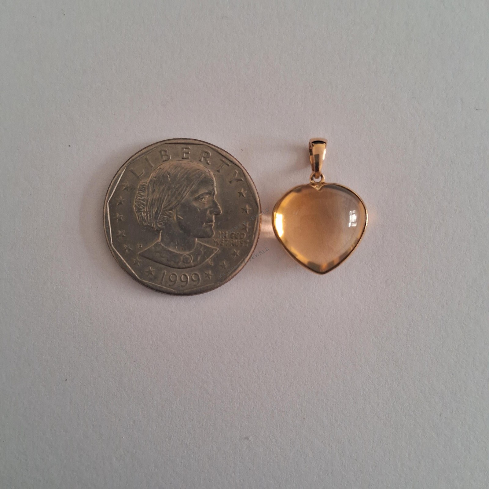 12.03 Ct Natural Citrine Heart Pendant 14K Gold November Birthstone Jewelry