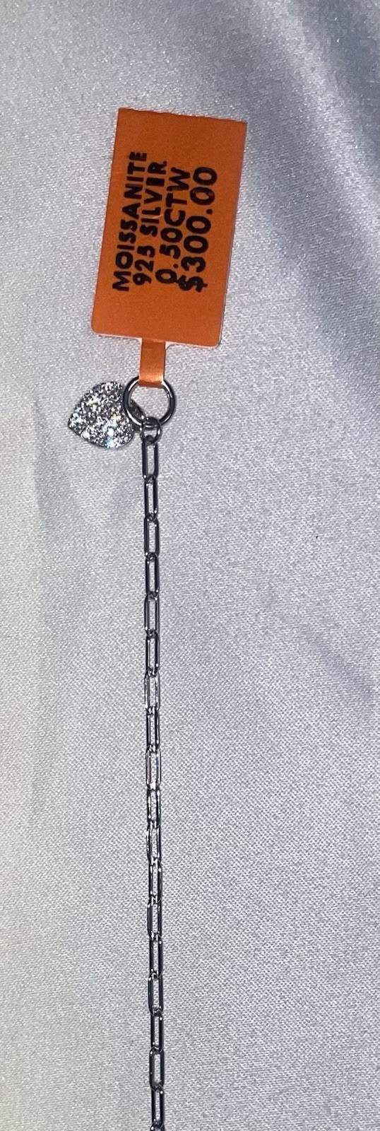 0.50ctw Moissanite Heart Charm Bracelet 925 Sterling Silver 6.5–8.5in Adjustable