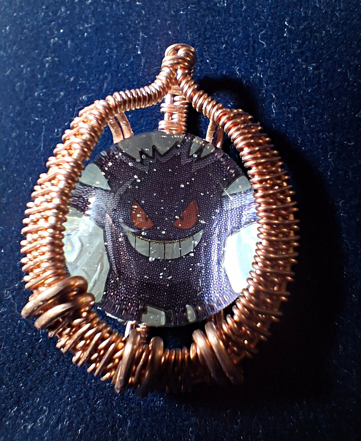 Handcrafted Copper Wire Wrapped Oval Pendant, Hook Closure, Anime & Manga Theme