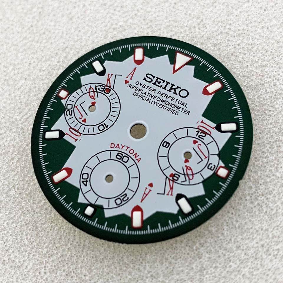 29.5mm multi-functional Watch Dial Green Luminous for VK63 Movement Accessories