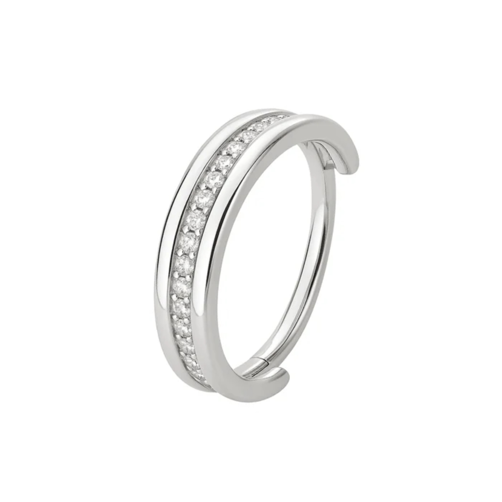 G23 Titanium CZ Jewelled Hinged Clicker Ring Septum Nose Cartilage Hoop