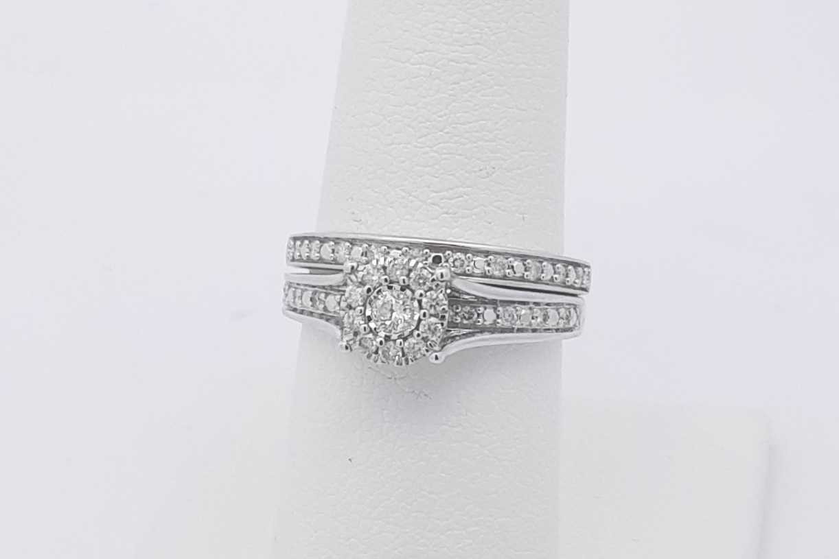 0.27cttw Diamond Wedding Set In 10k White Gold 4.4 Grams Size 7 Eb0226olxsa