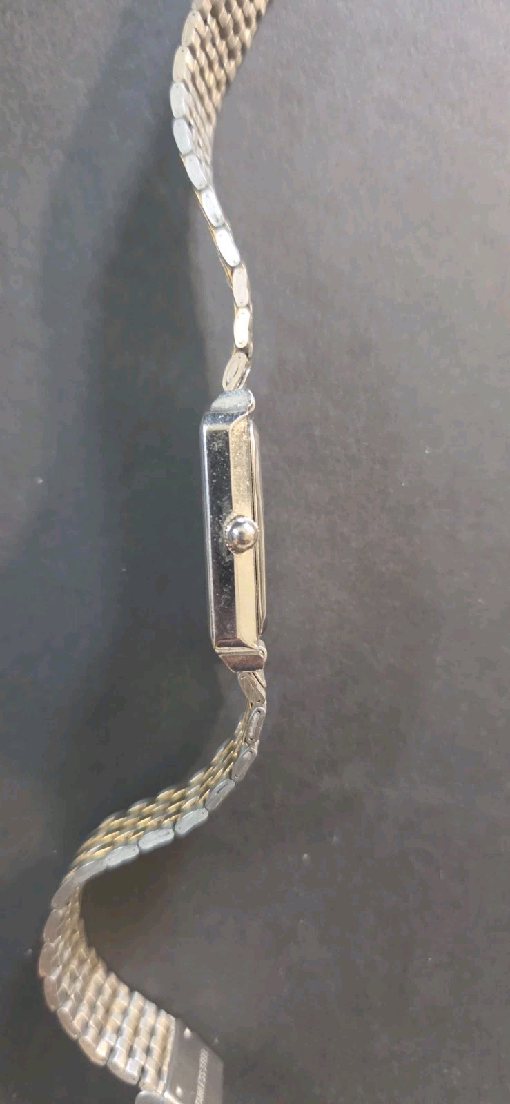Geneva Quartz Rectangle Analogue Wristwatch 24-27.9mm Two-Tone Bracelet Runs Wel