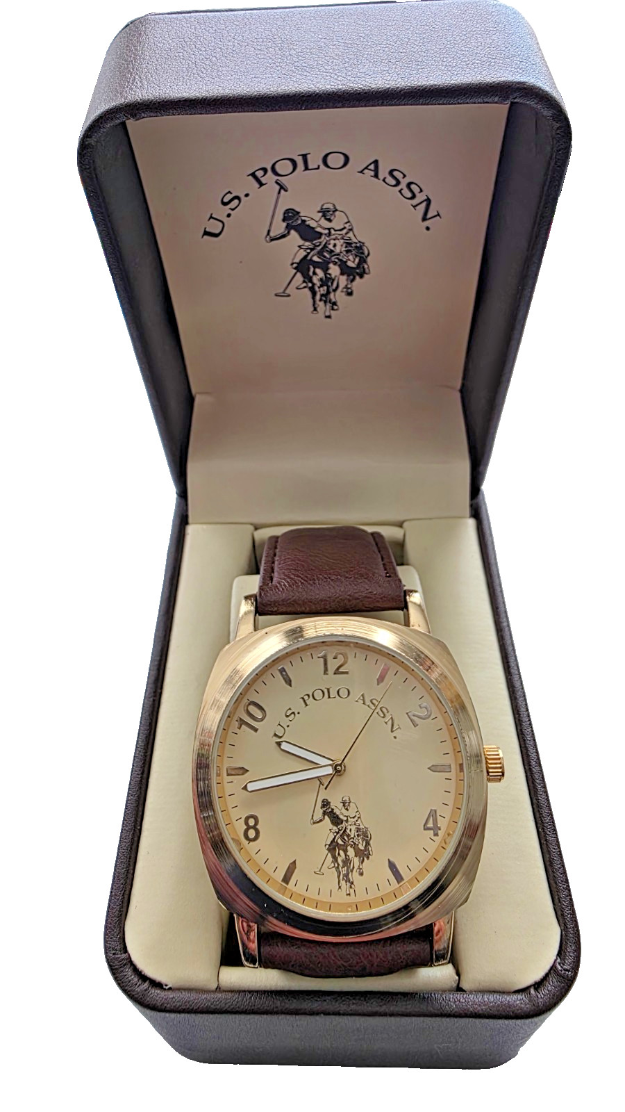 U.S. Polo Assn. Men’s Accutime Watch, Gold-Tone USC90053KL Size 7 1/2 Org Box
