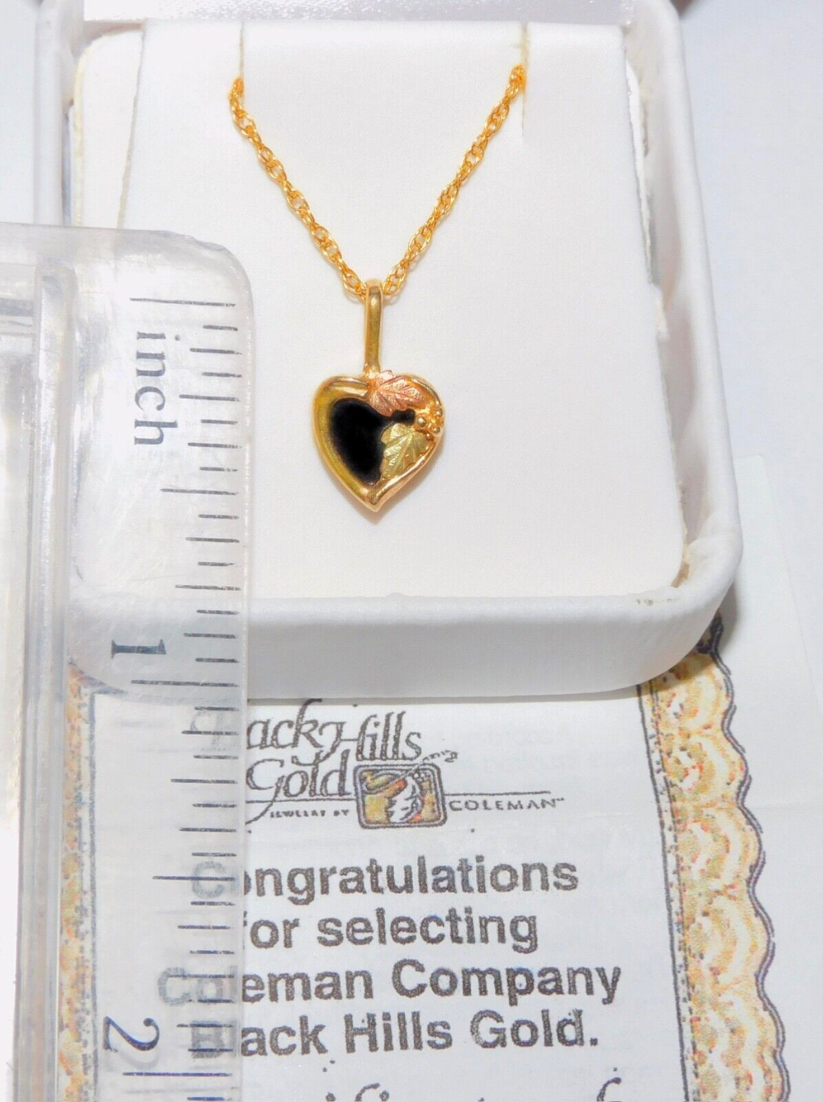 Black Hills Gold 10k Small Onyx Heart Pendant