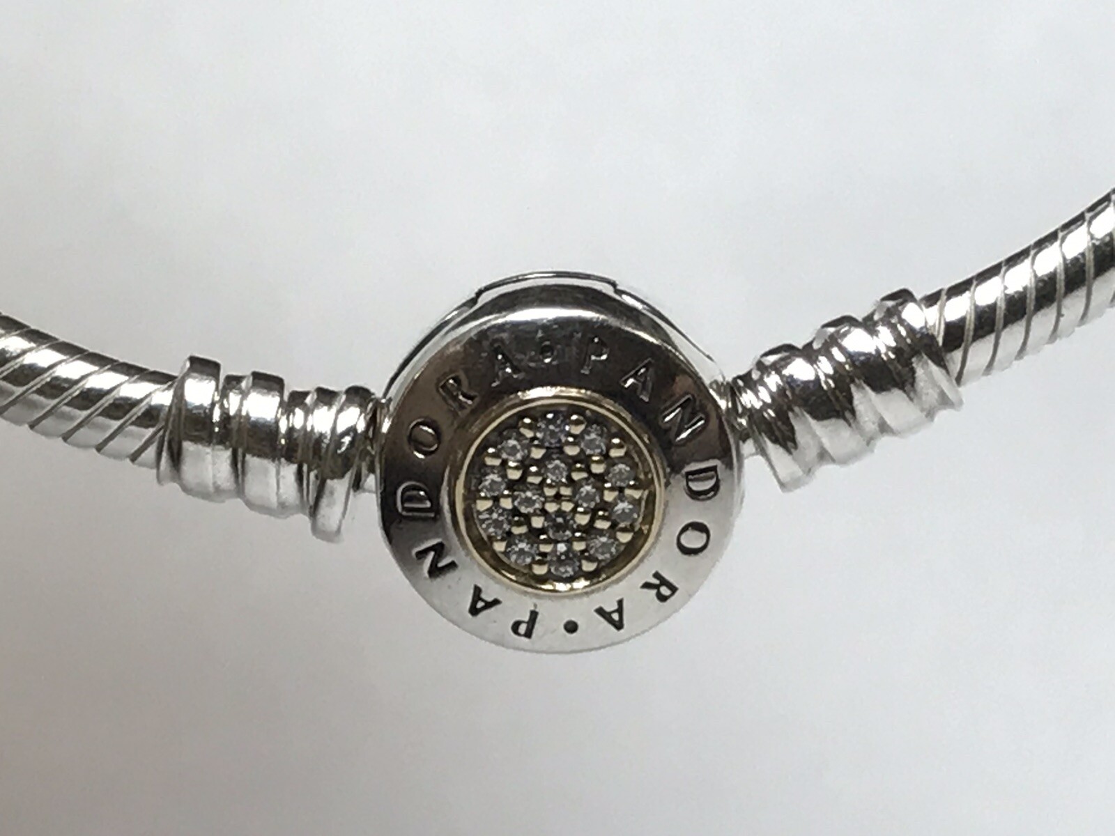 PANDORA 2-TONE SIGNATURE BRACELET 925 585 ALE 14k Yellow Gold #590741CZ