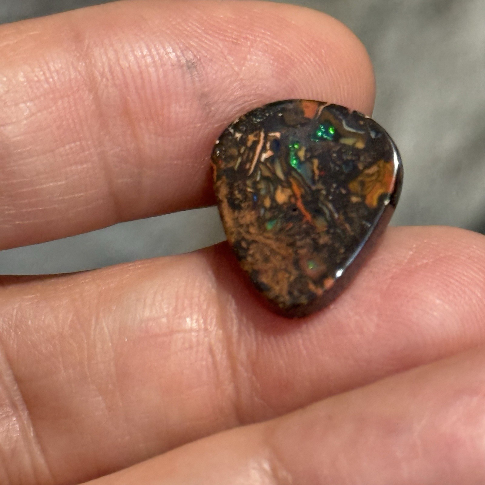 9.7ct 17x15x4.3mm Colorful Australian Koroit Boulder Opal Drop Cabochon Gem