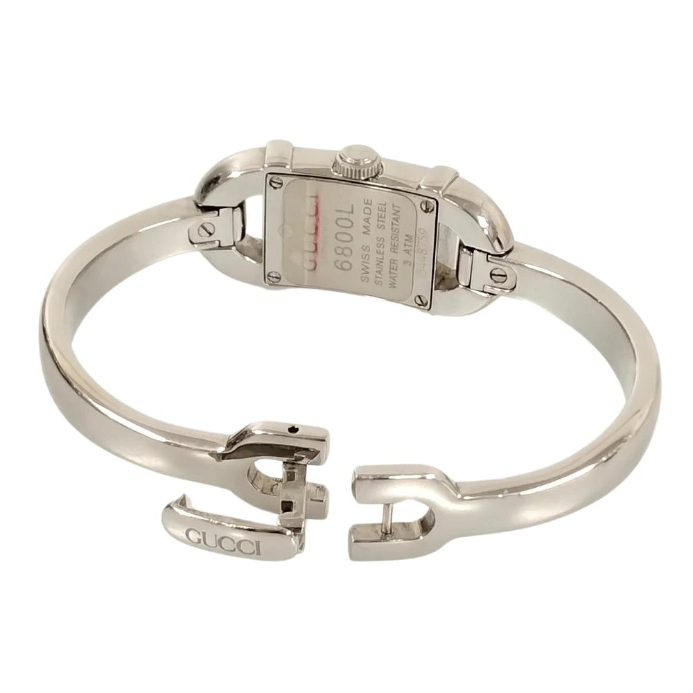 Gucci 6800L shell dial quartz bangle watch ladies wristwatch silver C345 used