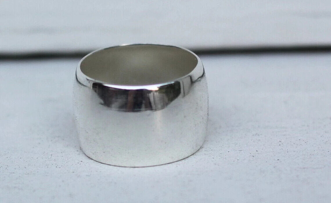Solid 925 Sterling Silver Wide Band Ring Statement Handmade Ring All Size