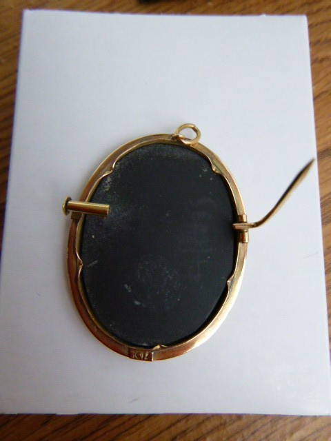 Antique Victorian PIETRA DURA Micro mosaic Pin PENDANT 12K Gold Flower Italy Box
