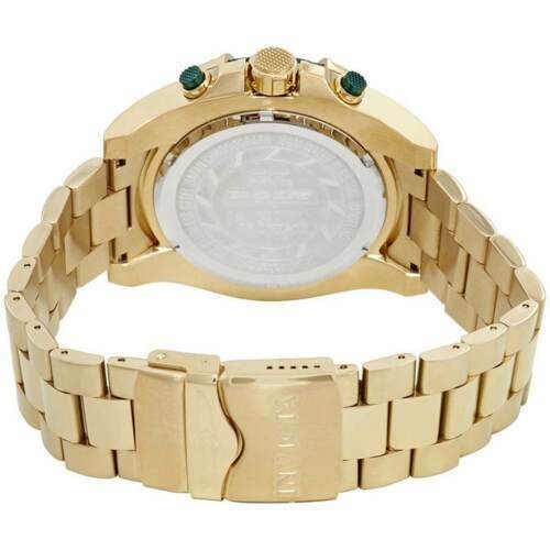 Invicta Bolt Men 52mm Stainless Steel Gold Green Dial VD54 Quartz Watch 25517