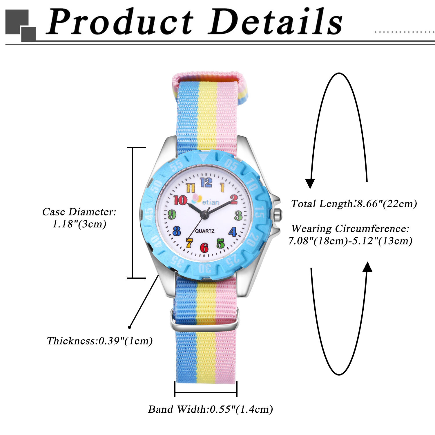 Kids Boys Girls Striped Nylon Strap Watch Quartz Wrist Watches Birthday Gift