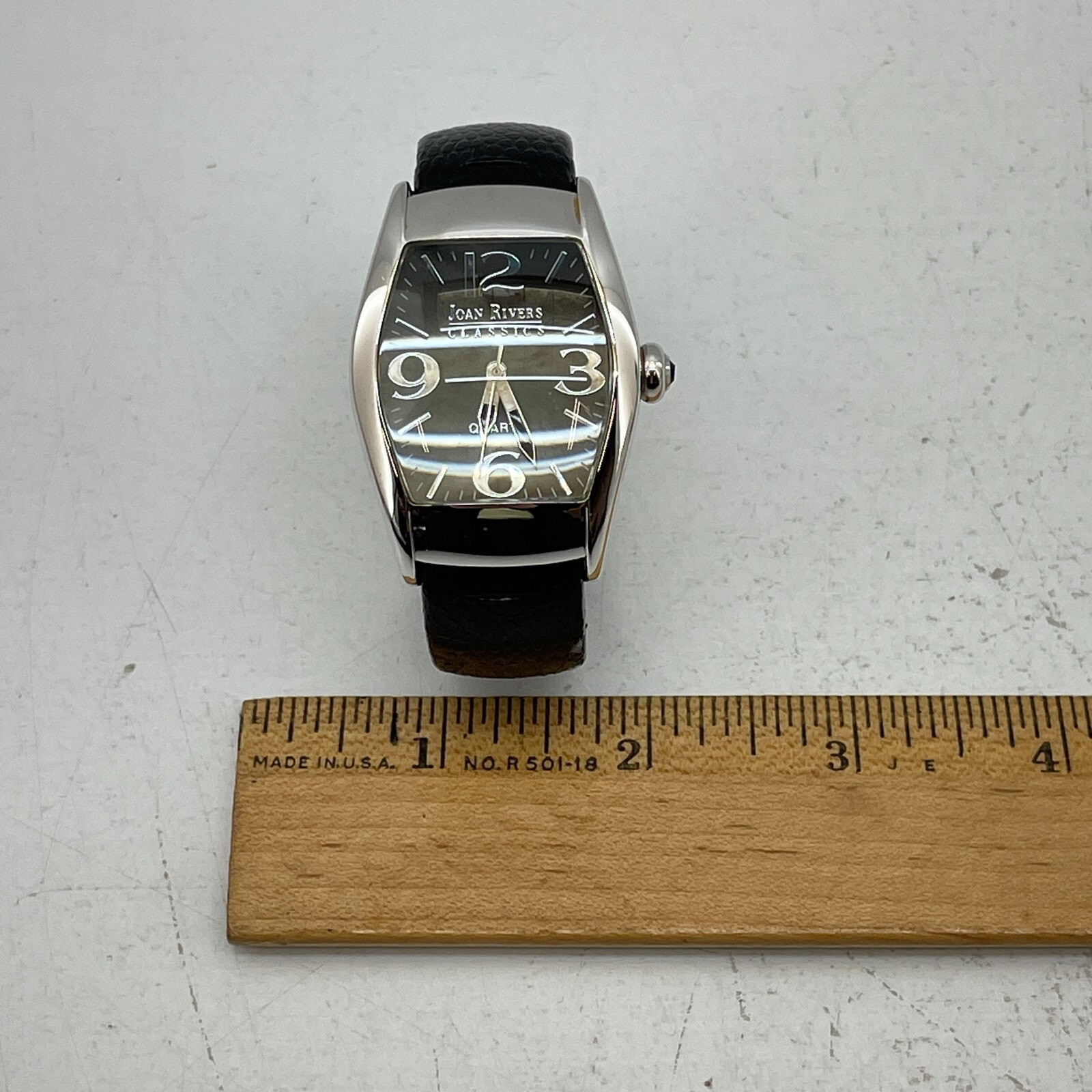 Joan Rivers Classics V377 Watch Leather Bangle Wristwatch Silver Tone Working