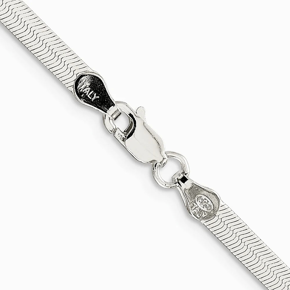 Sterling Silver Rhodium-Plated 3.5mm Magic Herringbone Chain Necklace 16″-24″
