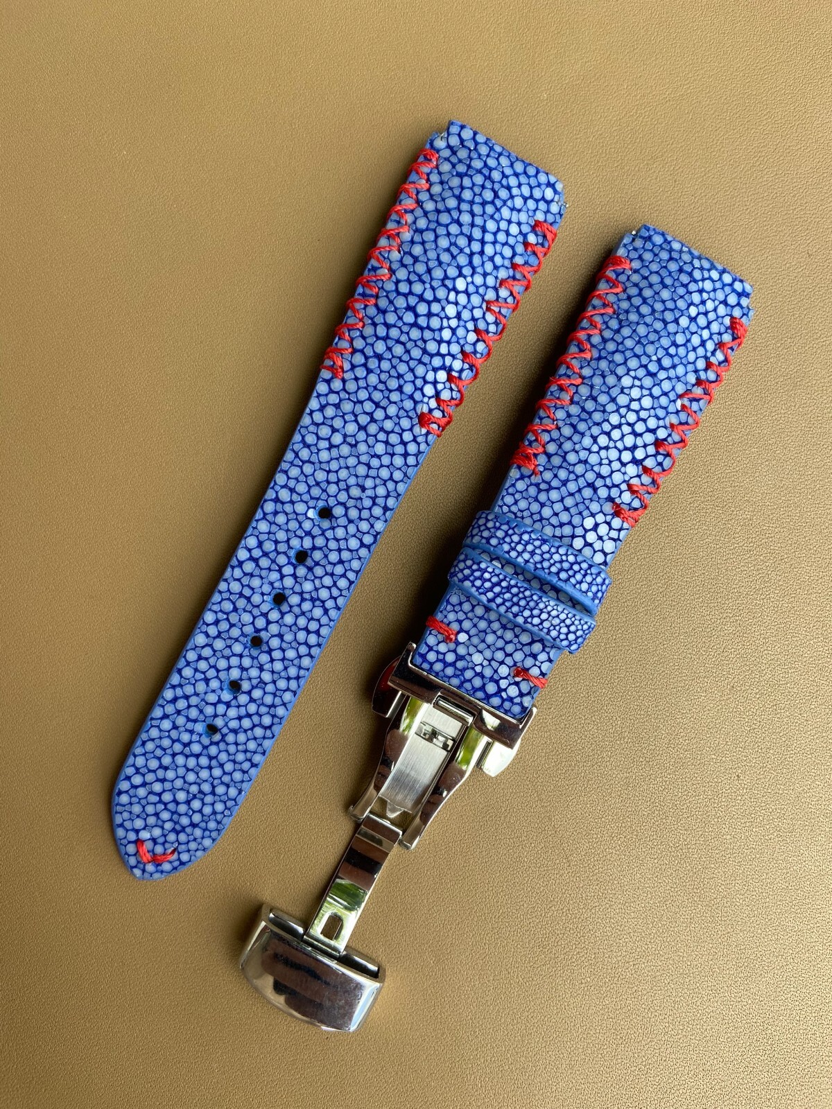 Blue Stingray Leather Watch Strap Band, Size 18mm 19mm 20mm 21mm 22mm 24mm 26mm
