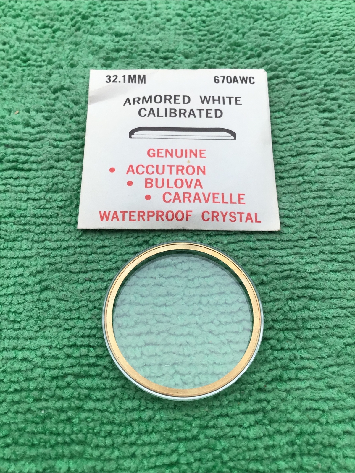 Genuine Bulova Accutron Part # 670AWC, 32.1 mm Watch Crystal Calibrated