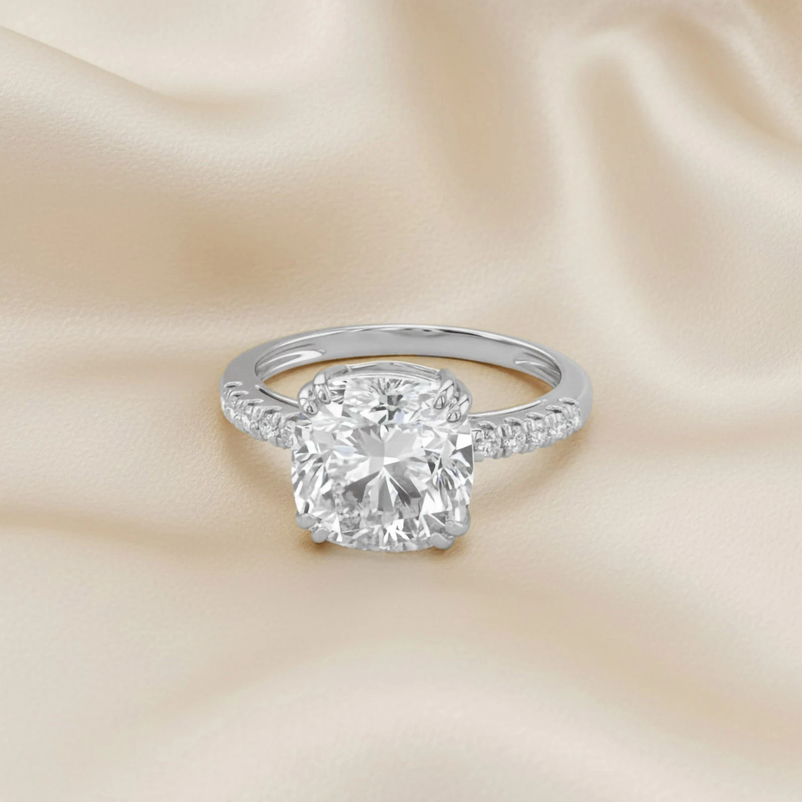 Solitaire Engagement Ring 925 Sterling Silver 1.4 Ct Cushion Simulated Diamond