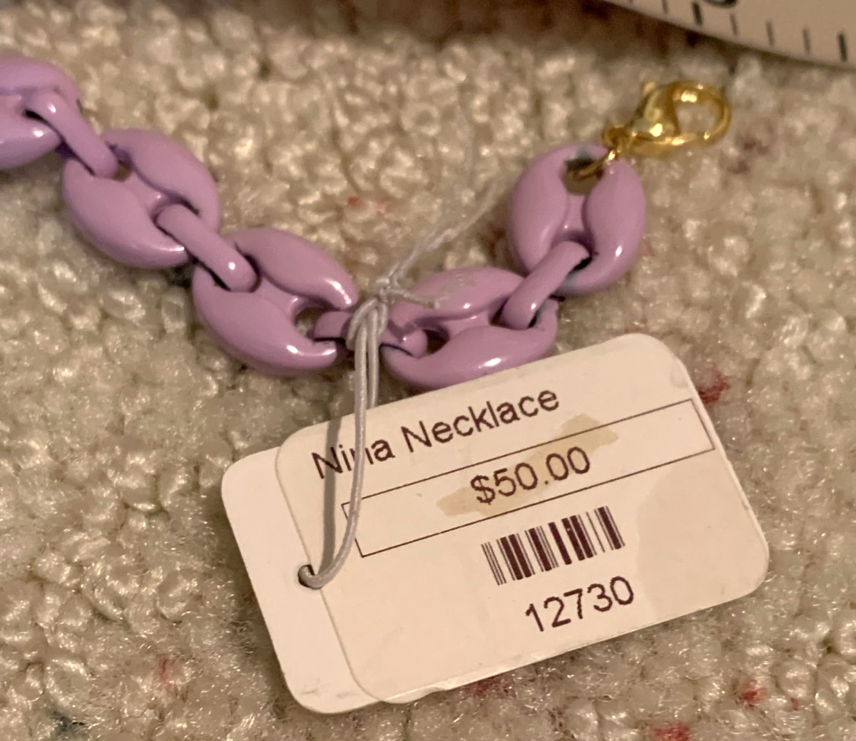 GEMELLI Nina Necklace 17″ + 2″ Extender Chain Lavender Enamel NWT $50