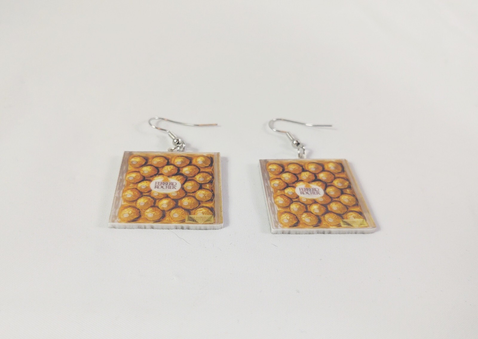 Hook Drop Dangle Pierced Earrings Ferrero Rocher Candy Sweets Costume Jewelry