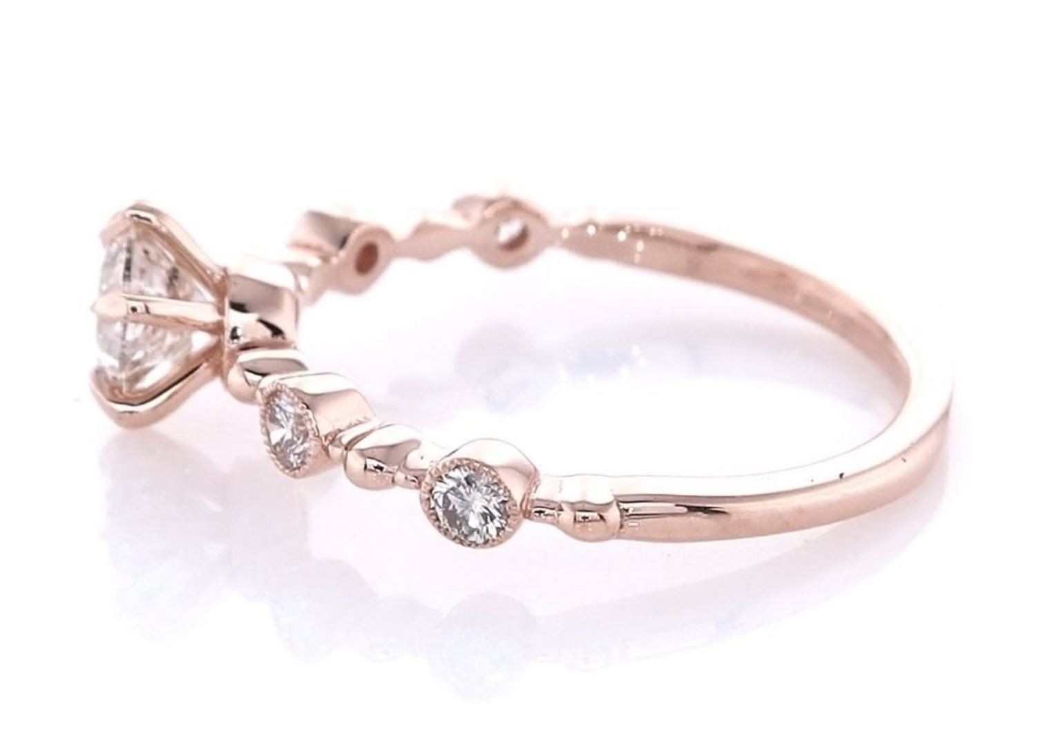 IGI Certified 0.74ct Natural Round Brilliant Cut Diamond Ring in 14K Rose Gold