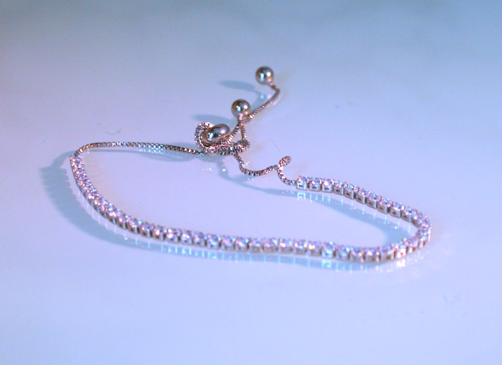 Adornia Slider Tennis Bracelet cubic zirconia rhodium plated brass 6-10″