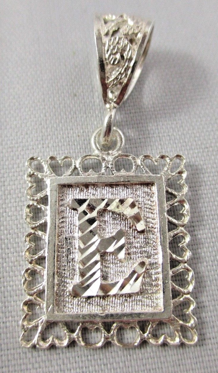 1960’s STERLING SILVER Initial Pendant Letter “E” Emily Eve Emma Erica Ellen