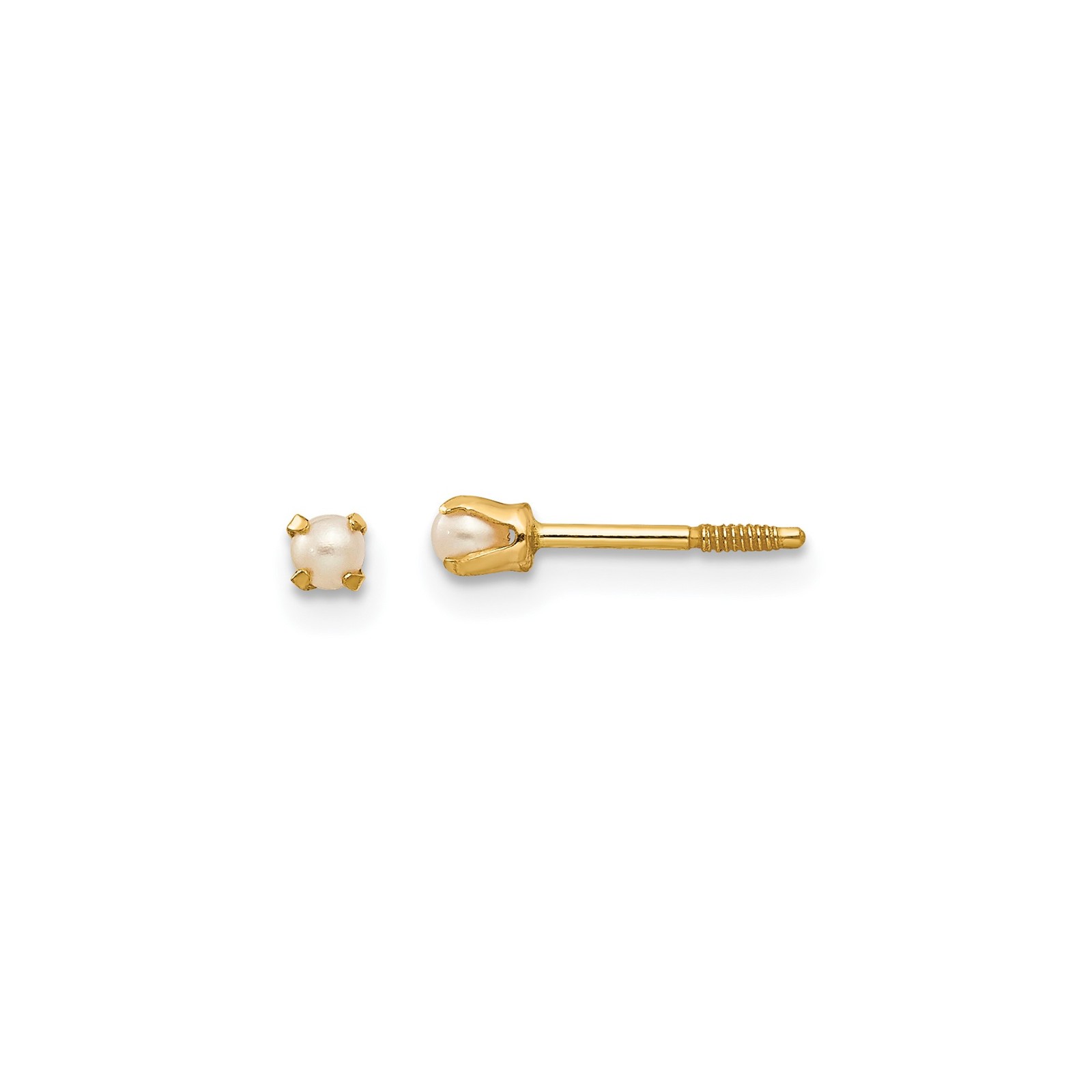 14k Yellow Gold Childrens Baby Freshwater Pearl Screw Back Earrings