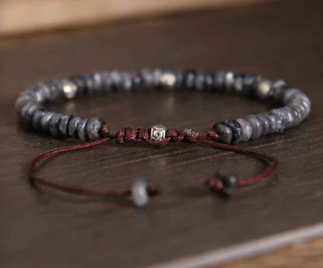 Natural Larvikite Stone Dainty Bracelet Healing Crystal Bracelet Minimalist Gift