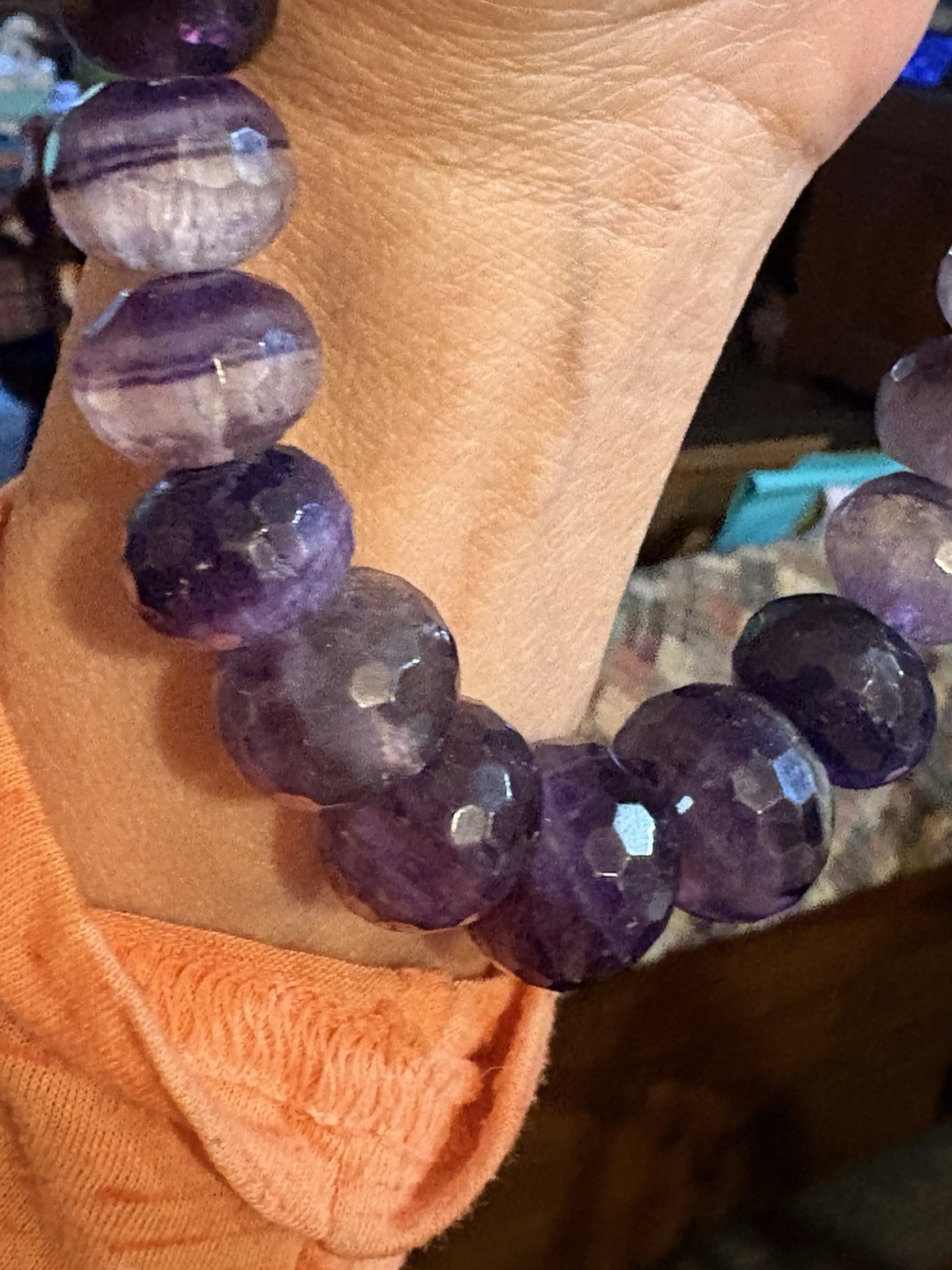 Vintage Sterling Silver Large Faceted Shades of Amethyst Graduated FAS NWTS