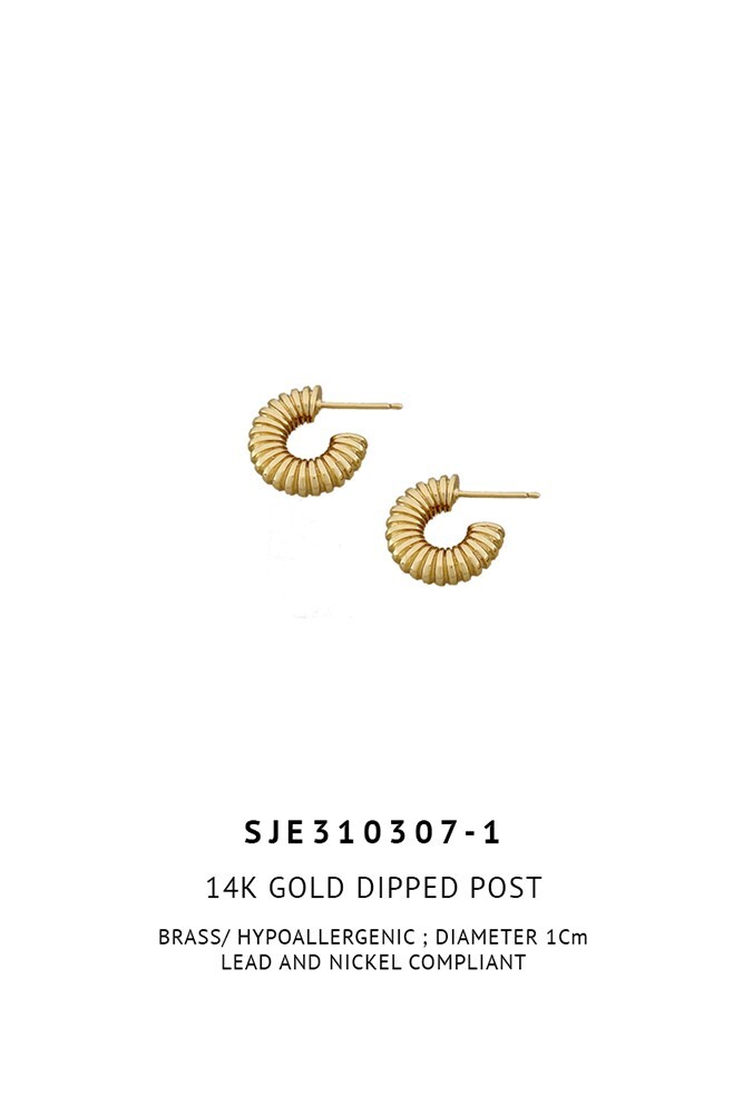 Do Everything in Love 14K Gold/White Gold Dipped Post Earrings KOREA 1cm