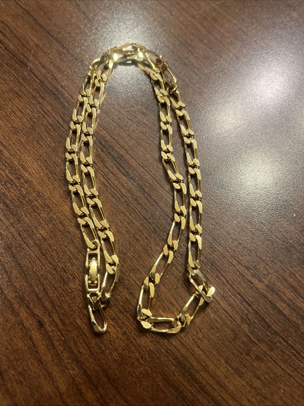 Vintage Monet Figaro flat 22 inch Goldtone Necklace chain link signed