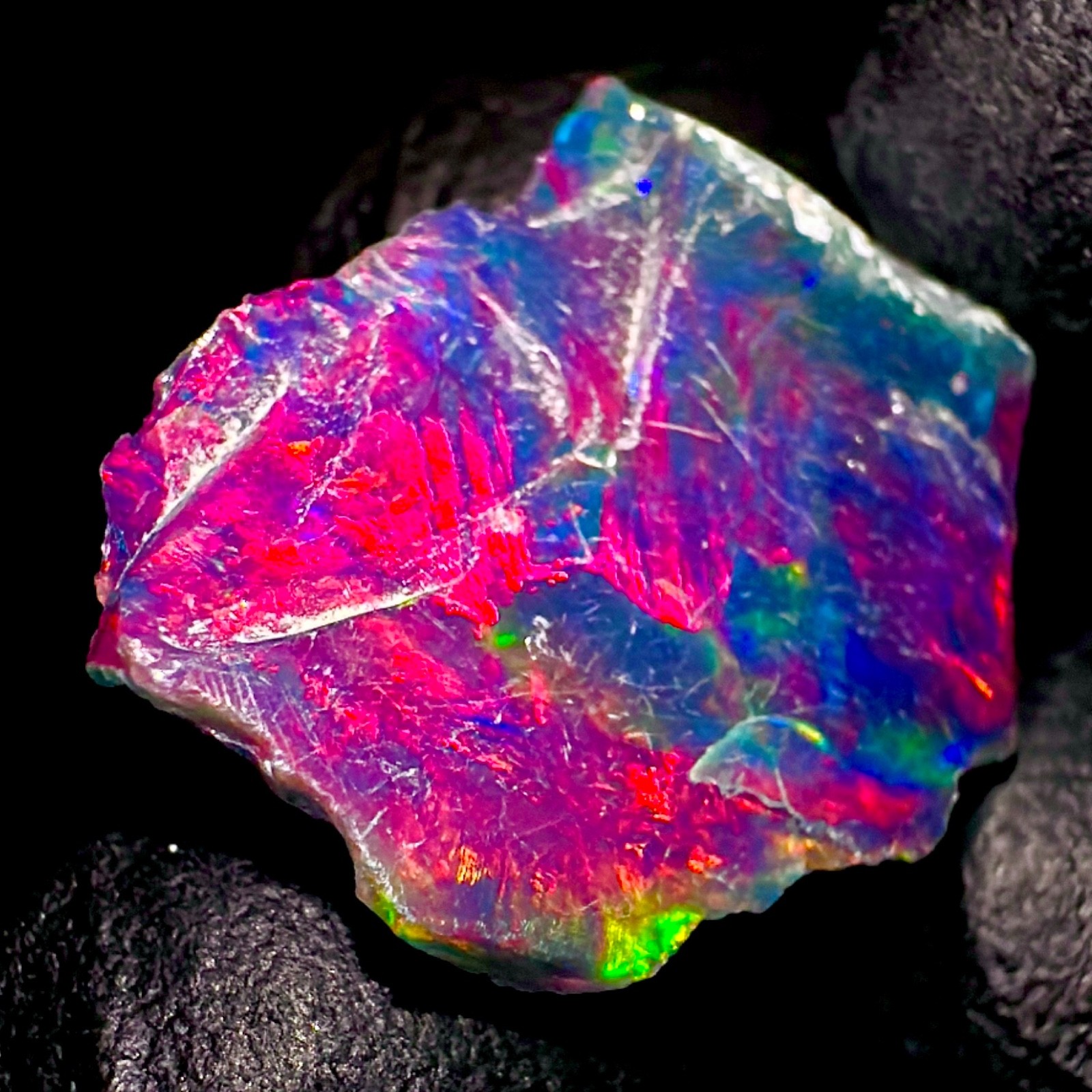 10 Ct Black Ethiopian Opal Rough, Jewelry Grade Welo Opal Rough, Multi Fire Opal