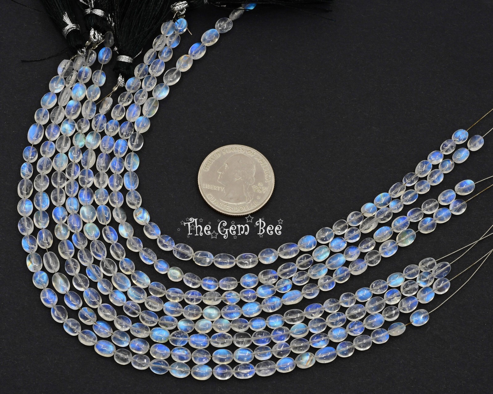 20CT Fine Rainbow Moonstone Smooth Oval Nugget Beads 8 inch strand