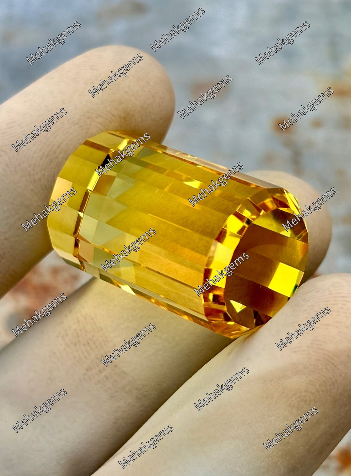 Large 98 Ct Citrine Gemstone, Pendant Size Cube Shape, Golden Yellow , November