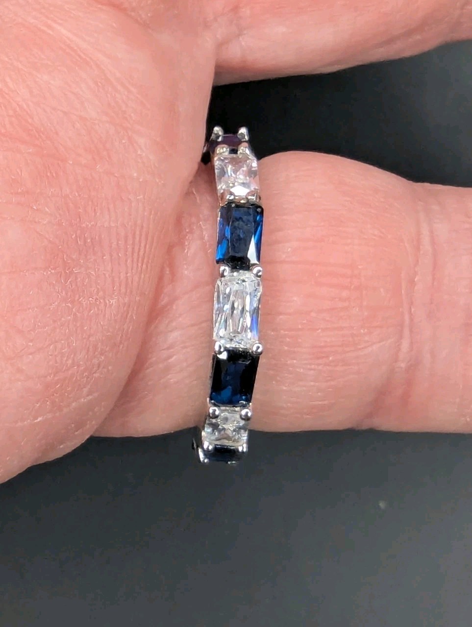 Sterling Silver FUZION CREATIONS White Blue Stones 925 CN FZN Ring