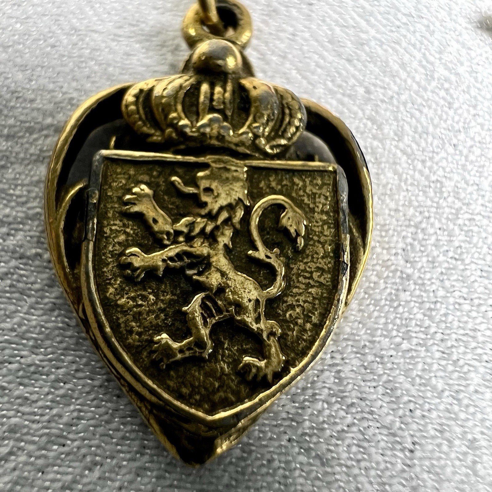 VTG Coro Chatelaine Brooch Gold Fleur de Lis Shield Eagle Royal Lion Heart Crown