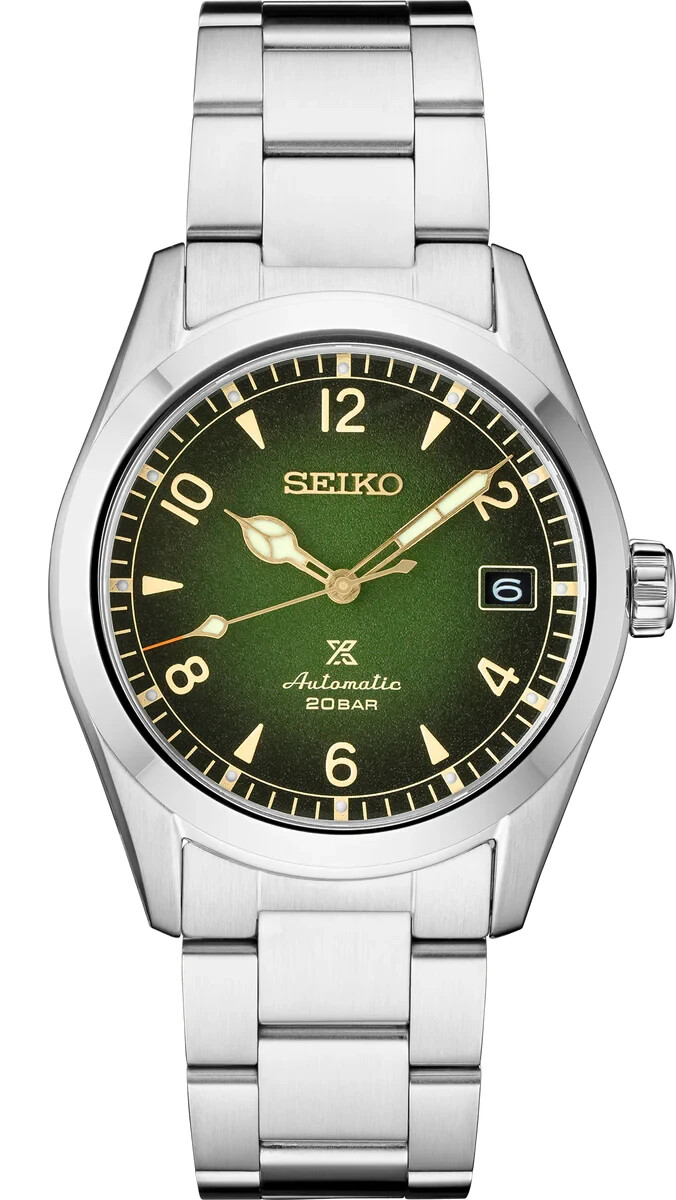 Seiko Prospex 38mm Green Dial Stainless Steel Watch SPB155