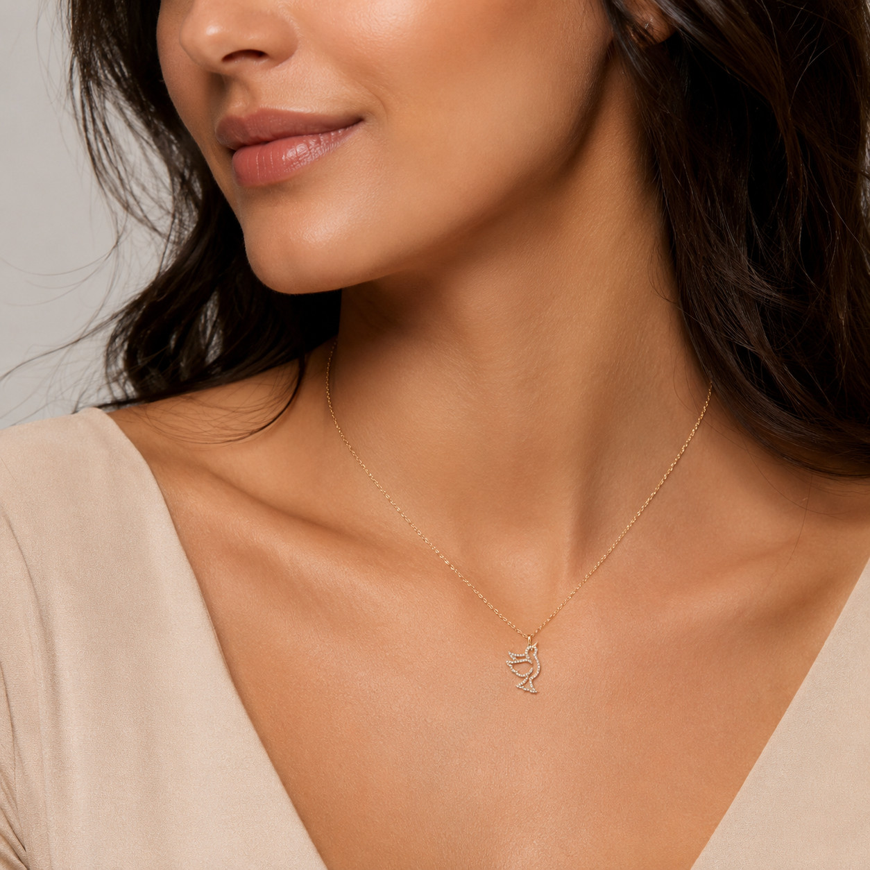 0.30Ct Round Cut Moissanite Pendant Whit Chain 18″ 10K Solid Gold for Women