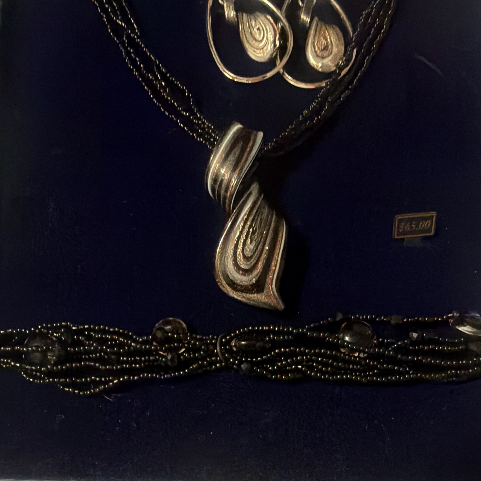 Bella Perlina Expressions Collection Black Silver Tone Jewelry Set Earrings