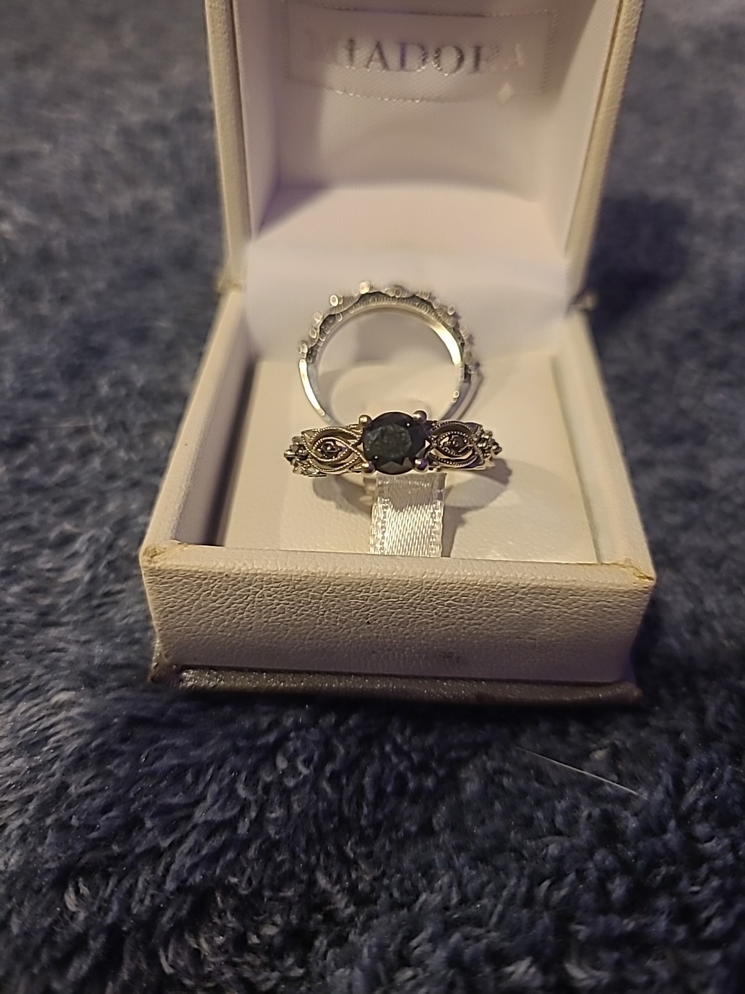1.39 Carat (ctw) Black Diamond Engagement Wedding Ring Band Set 10K White Gold