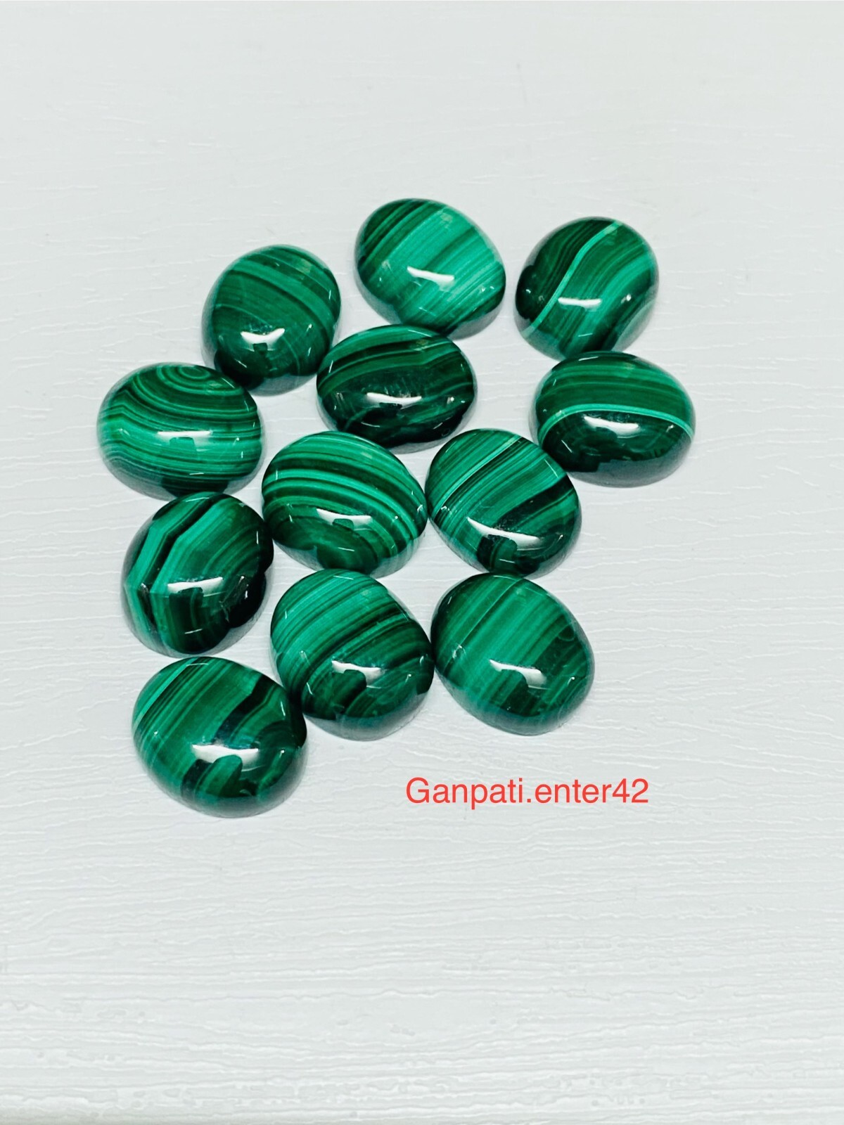 NATURAL MALACHITE OVAL CABOCHONS 11×9 MM 05 PCS LOT LOOSE GEMSTONE E