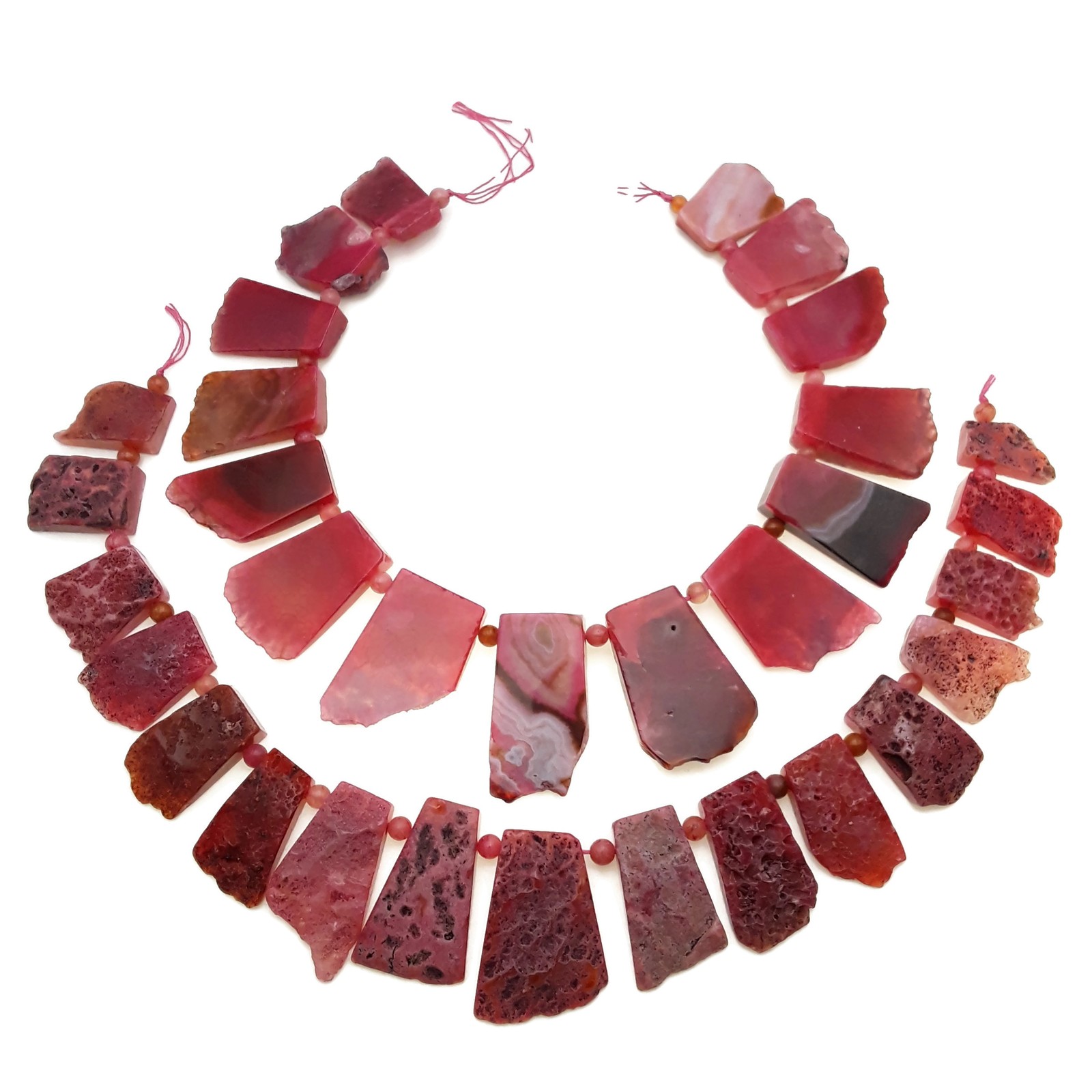 Red Agate Slice Irregular Trapezoid Slab Beads Approx 30x45mm 15.5″ Strand