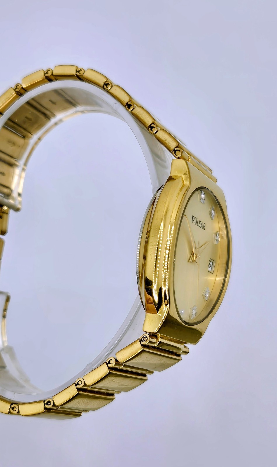 Women’s Pulsar All Stainless Steel Champagne Dial Gold Tone Date Quartz Watch