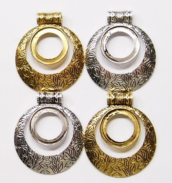 4 -30mm Round 2 Colors Victorian Deco Flower Large Pendant Setting 68x57mm
