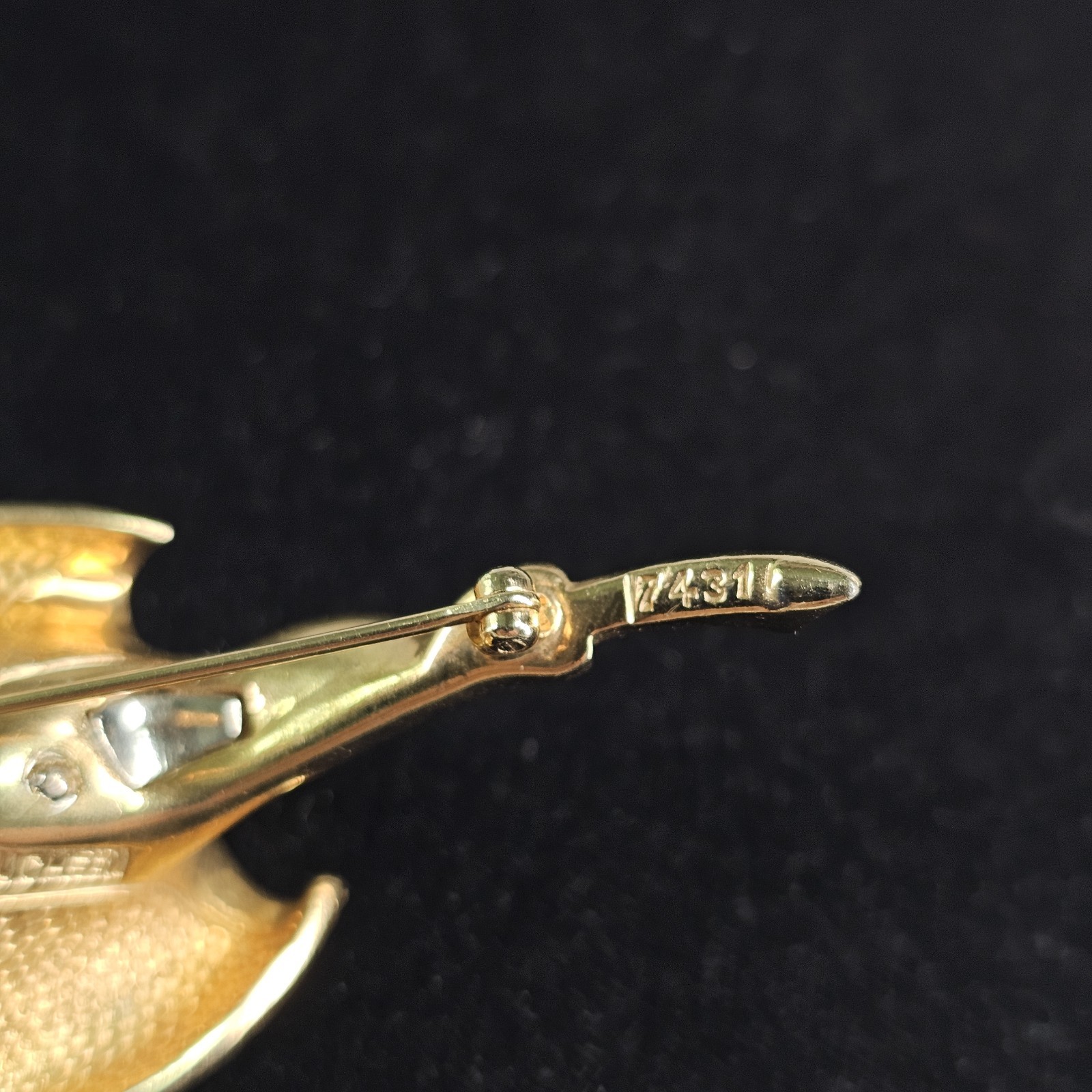 Vintage Marcel Boucher Calla Lily Pin Brooch Signed Gold Tone W/ Crystal Stones