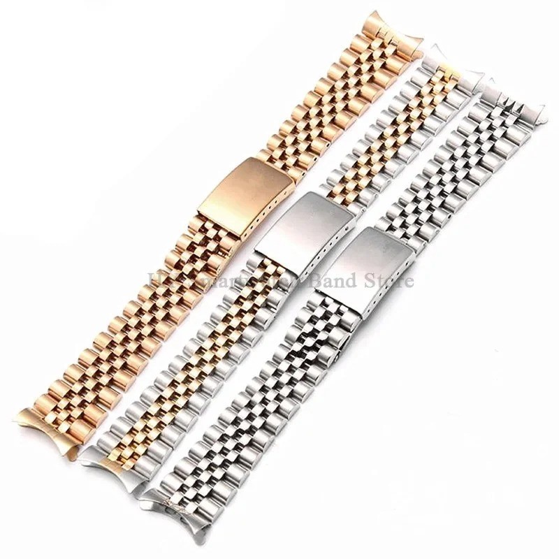 13 – 20mm Stainless Steel Curved End Jubilee Watch Band Bracelet Fits for Rlx