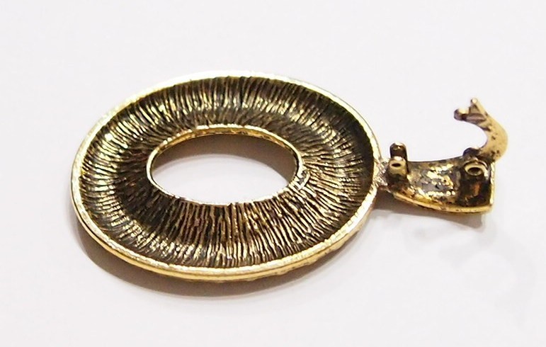 4 of 25x18mm Antique Gold Art Deco w/ Enhancer Bail Pendant Settings 53x31mm